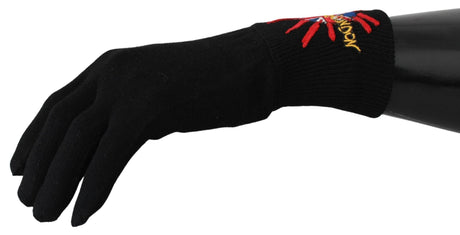 Dolce & Gabbana Black #DGLovesLondon Embroidered Wool Gloves - Hilstor
