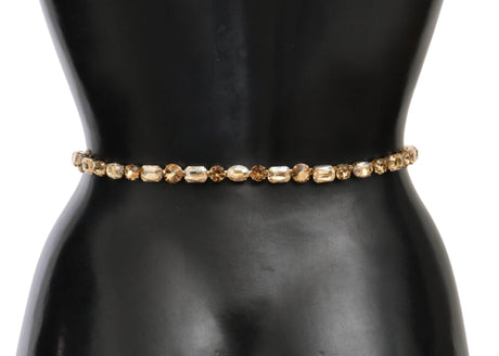 Dolce & Gabbana White Leather Crystals Waist Belt - Hilstor
