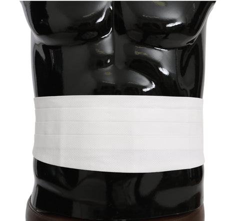 Dolce & Gabbana White Men Waist Belt Cotton Cummerbund - Hilstor