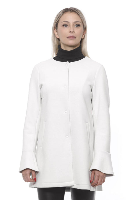 19V69 Italia Elegant White Neoprene Woman Coat - Hilstor