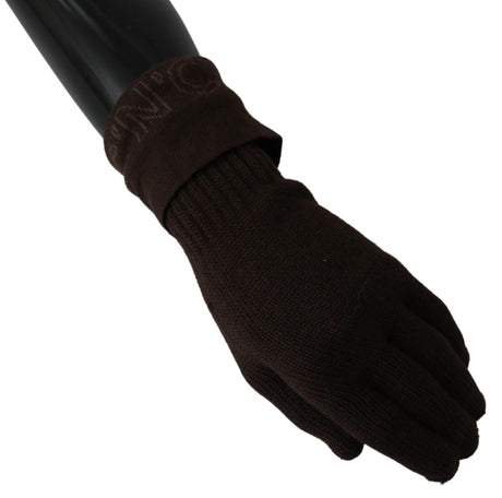 Costume National Brown Wool Knitted One Size Wrist Length Gloves - Hilstor