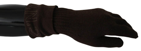 Costume National Brown Wool Knitted One Size Wrist Length Gloves - Hilstor
