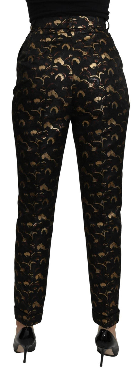 Dolce & Gabbana Black Gold Brocade High Waist Pants - Hilstor
