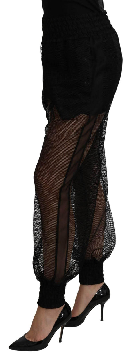 Dolce & Gabbana Black See Through Jogger Polyester Pants - Hilstor