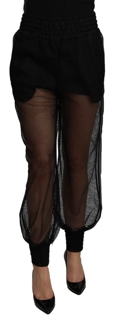 Dolce & Gabbana Black See Through Jogger Polyester Pants - Hilstor