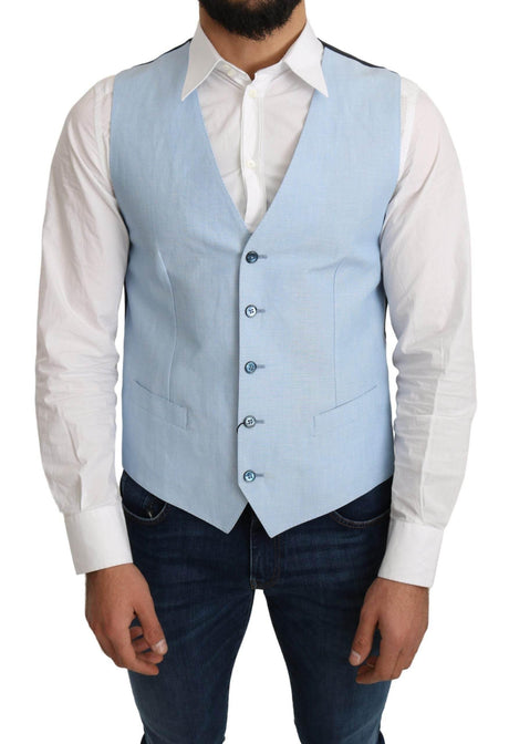 Dolce & Gabbana Blue Viscose Stretch Formal Coat Vest - Hilstor