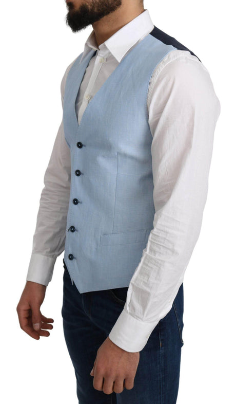 Dolce & Gabbana Blue Viscose Stretch Formal Coat Vest - Hilstor