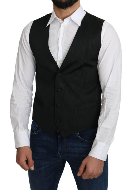 Dolce & Gabbana Gray 100% Silk Formal Coat Vest - Hilstor