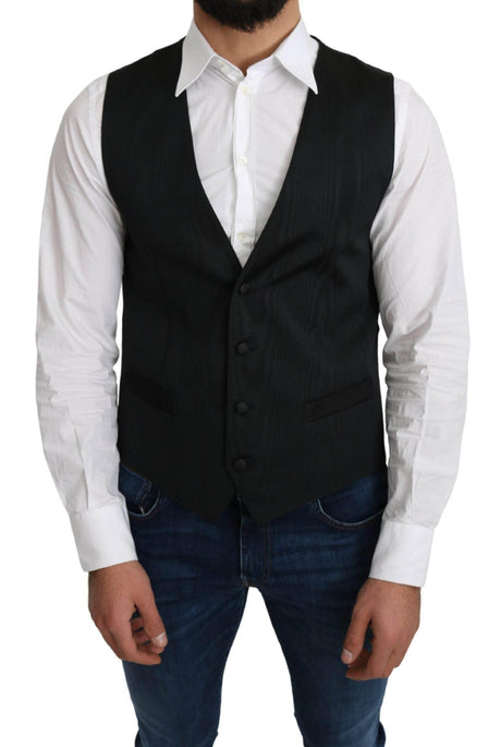 Dolce & Gabbana Gray 100% Silk Formal Coat Vest - Hilstor