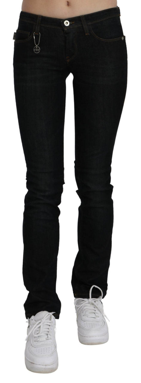 Costume National Black Mid Waist Skinny Denim Cotton Jeans - Hilstor