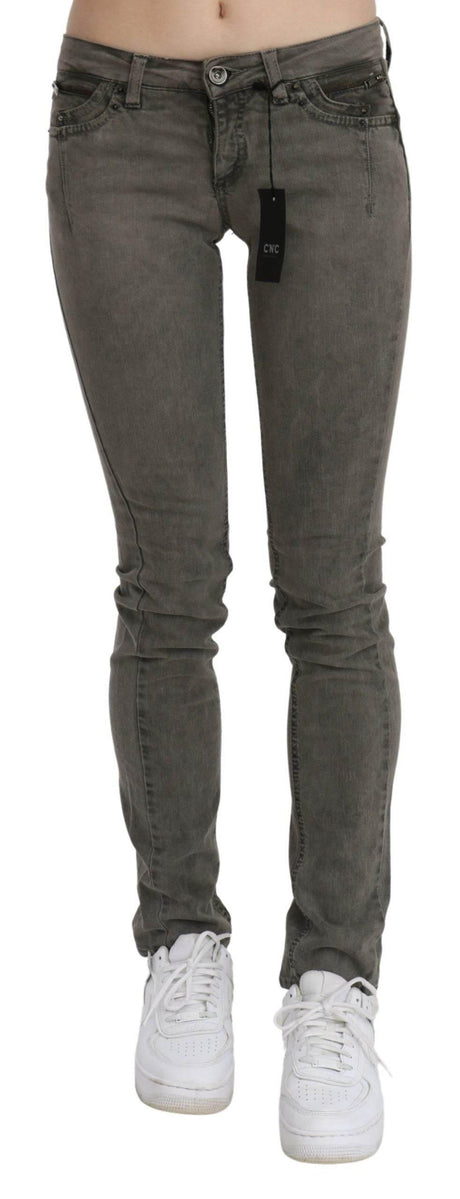 Costume National Gray Low Waist Skinny Denim Cotton Jeans - Hilstor