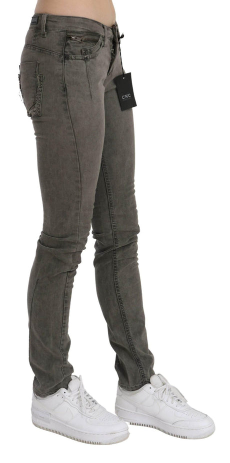 Costume National Gray Low Waist Skinny Denim Cotton Jeans - Hilstor