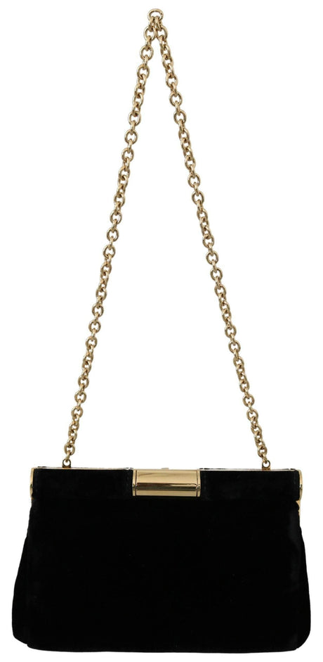 Dolce & Gabbana Black Velvet Crystal Studs Women Crossbody Sling Borse Bag - Hilstor