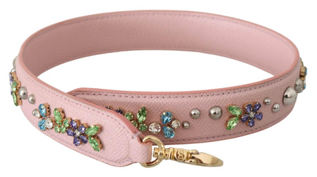 Dolce & Gabbana Pink Leather Crystal Stud Accessory Shoulder Strap - Hilstor