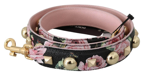 Dolce & Gabbana Pink Floral Leather Stud Accessory Shoulder Strap - Hilstor