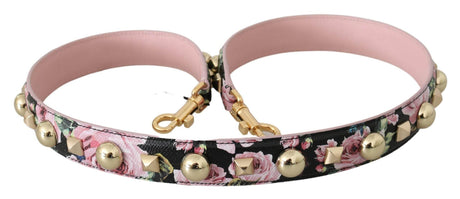 Dolce & Gabbana Pink Floral Leather Stud Accessory Shoulder Strap - Hilstor