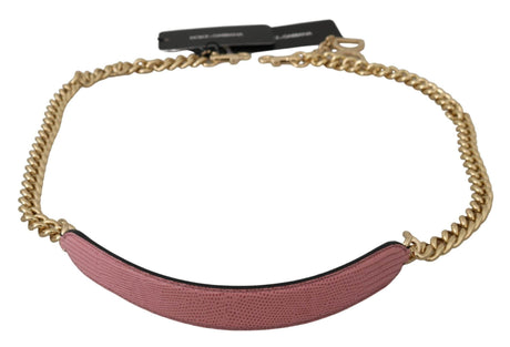 Dolce & Gabbana Pink Leather Gold Chain Accessory Shoulder Strap - Hilstor