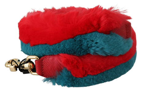 Dolce & Gabbana Red Blue Rabbit Fur Leather Shoulder Strap - Hilstor