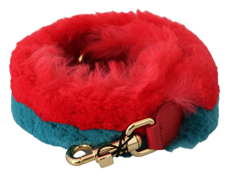 Dolce & Gabbana Red Blue Rabbit Fur Leather Shoulder Strap - Hilstor