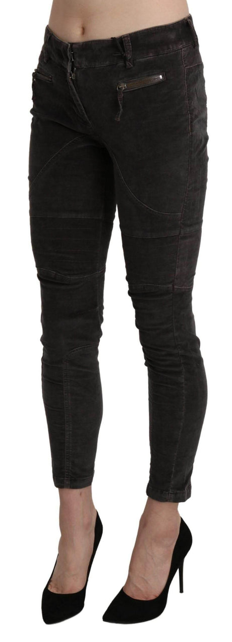 Ermanno Scervino Brown Velvet Capri Cropped Cotton Pants - Hilstor