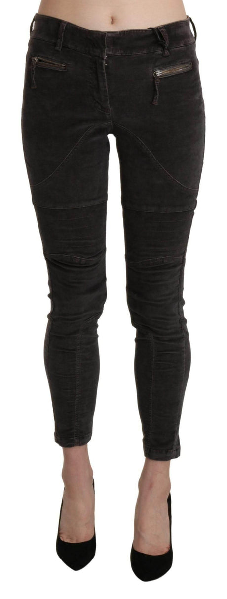 Ermanno Scervino Brown Velvet Capri Cropped Cotton Pants - Hilstor