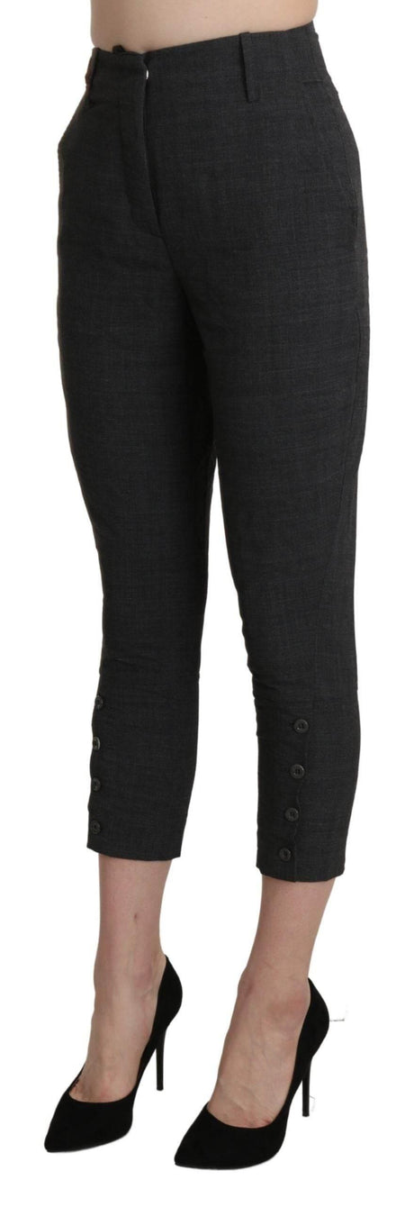 Ermanno Scervino Gray High Waist Capri Cropped Cotton Pants - Hilstor