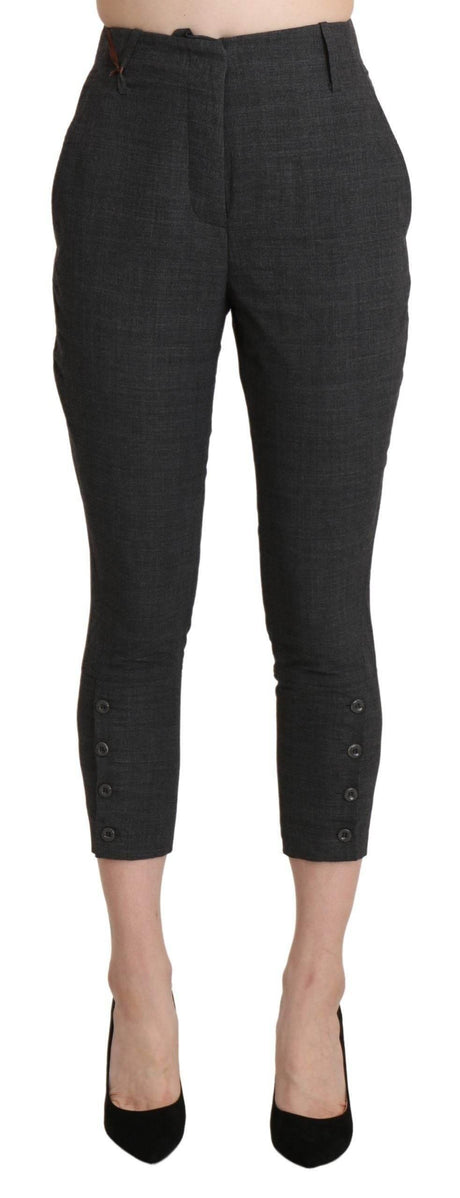Ermanno Scervino Gray High Waist Capri Cropped Cotton Pants - Hilstor