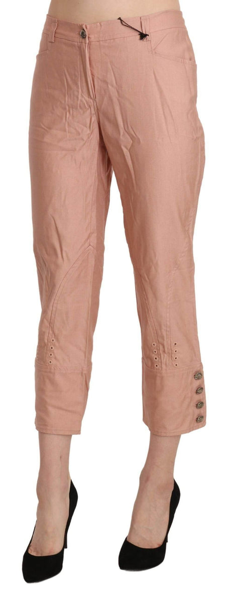 Ermanno Scervino Cotton Pink High Waist Cropped Trouser Pants - Hilstor