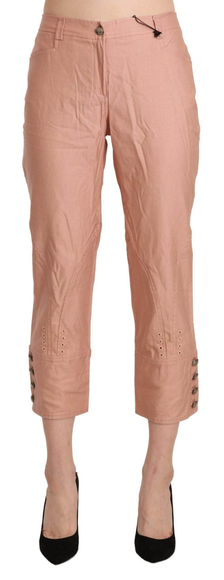 Ermanno Scervino Cotton Pink High Waist Cropped Trouser Pants - Hilstor
