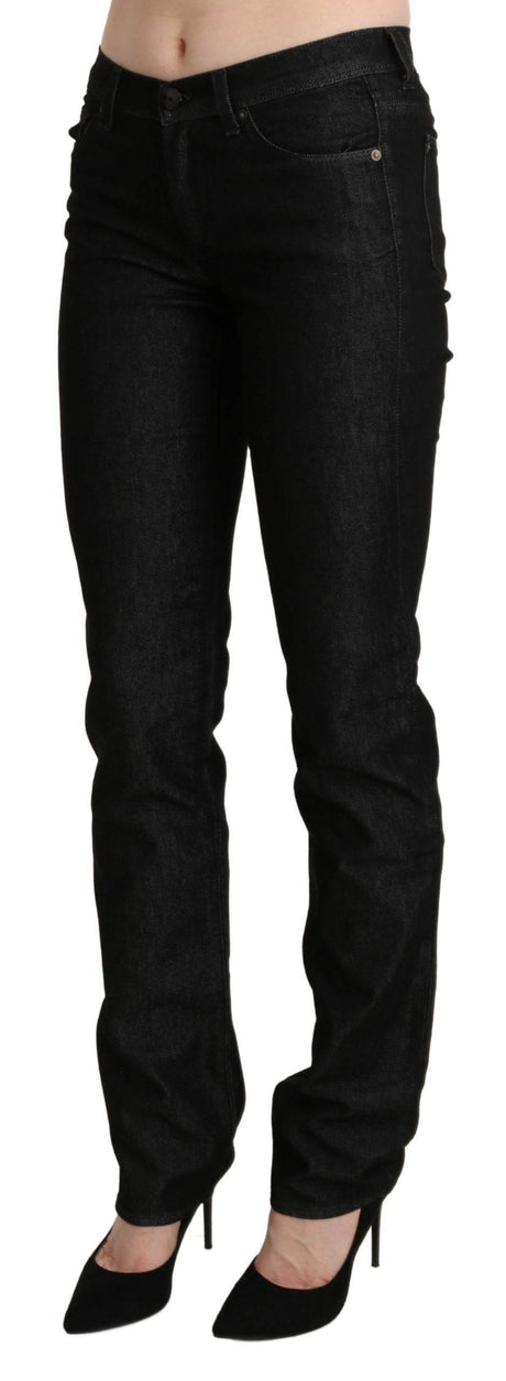 Ermanno Scervino Black Mid Waist Skinny Slim Denim Trouser - Hilstor