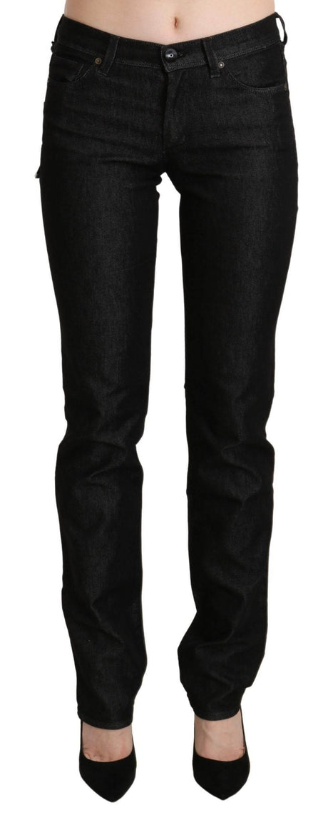 Ermanno Scervino Black Mid Waist Skinny Slim Denim Trouser - Hilstor