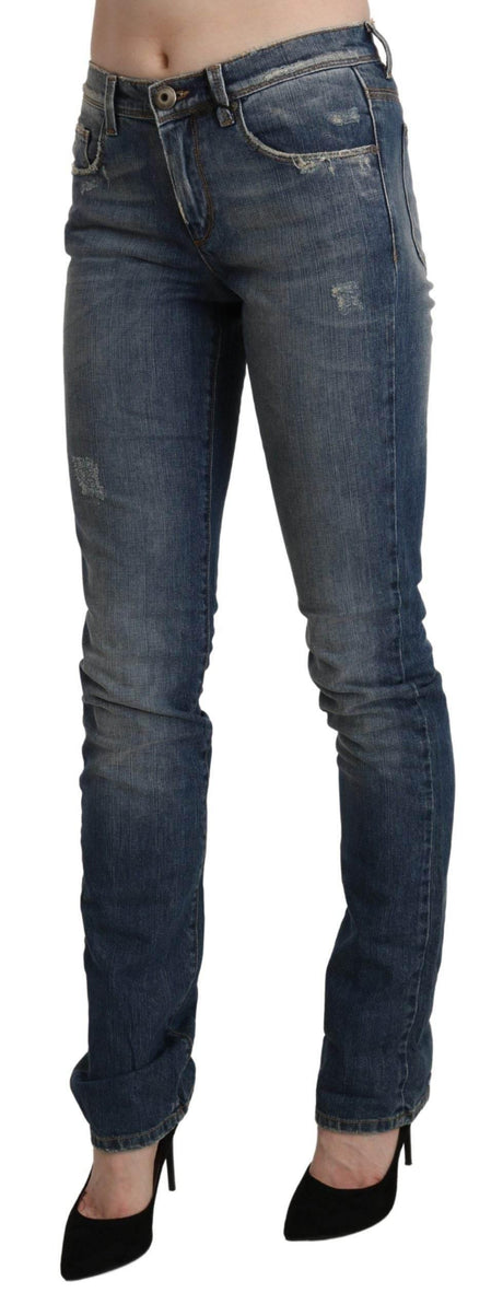 Ermanno Scervino Blue Washed Mid Waist Skinny Denim Jeans - Hilstor