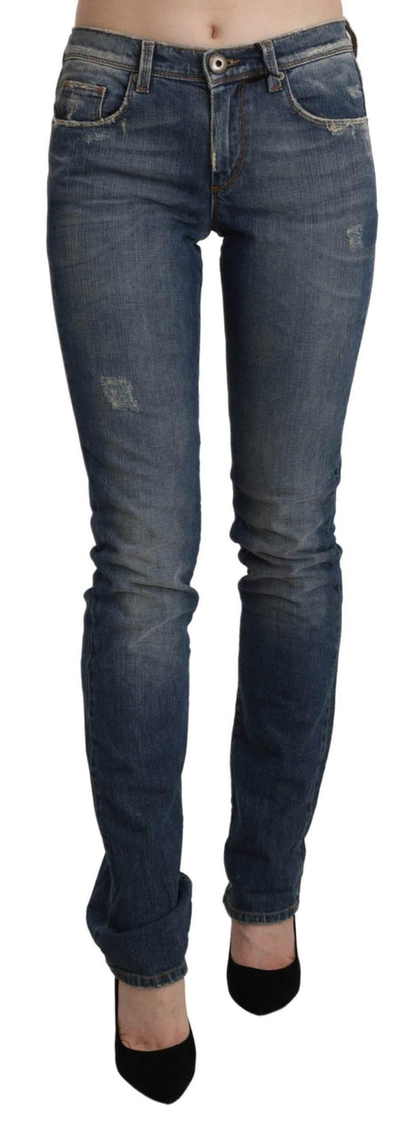 Ermanno Scervino Blue Washed Mid Waist Skinny Denim Jeans - Hilstor