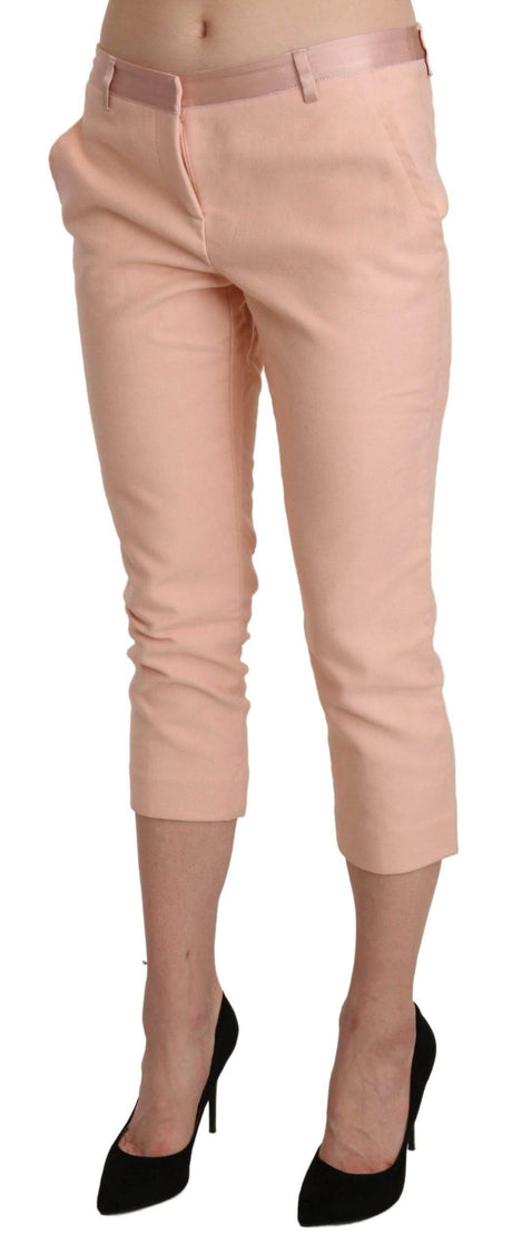 Ermanno Scervino Pink Low Waist Skinny Cropped Capri Pants - Hilstor