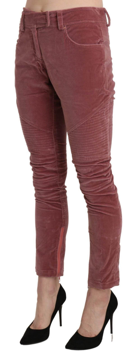 Ermanno Scervino Red Mid Waist Skinny Cotton Pants - Hilstor
