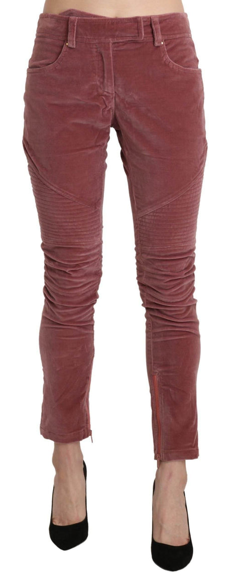 Ermanno Scervino Red Mid Waist Skinny Cotton Pants - Hilstor