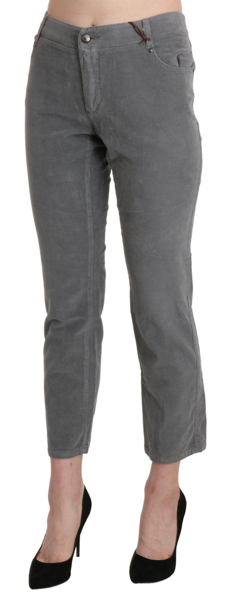 Ermanno Scervino Gray Cropped Cotton Stretch Trouser Pants - Hilstor