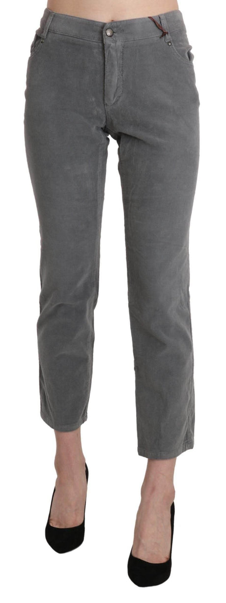 Ermanno Scervino Gray Cropped Cotton Stretch Trouser Pants - Hilstor