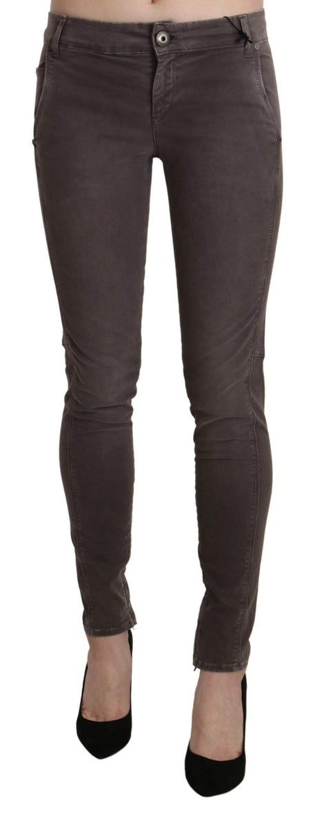 Ermanno Scervino Brown Low Waist Skinny Slim Trouser Cotton Jeans - Hilstor