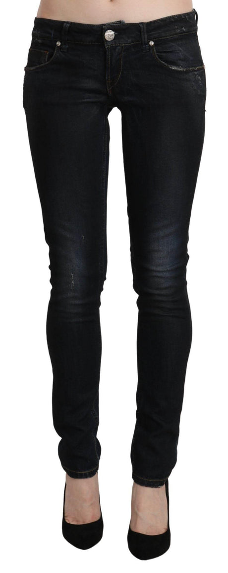 Acht Blue Washed Low Waist Skinny Denim Slim Trouser - Hilstor