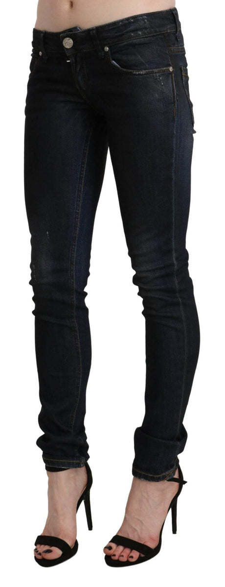 Acht Black Washed Low Waist Skinny Denim Jeans - Hilstor