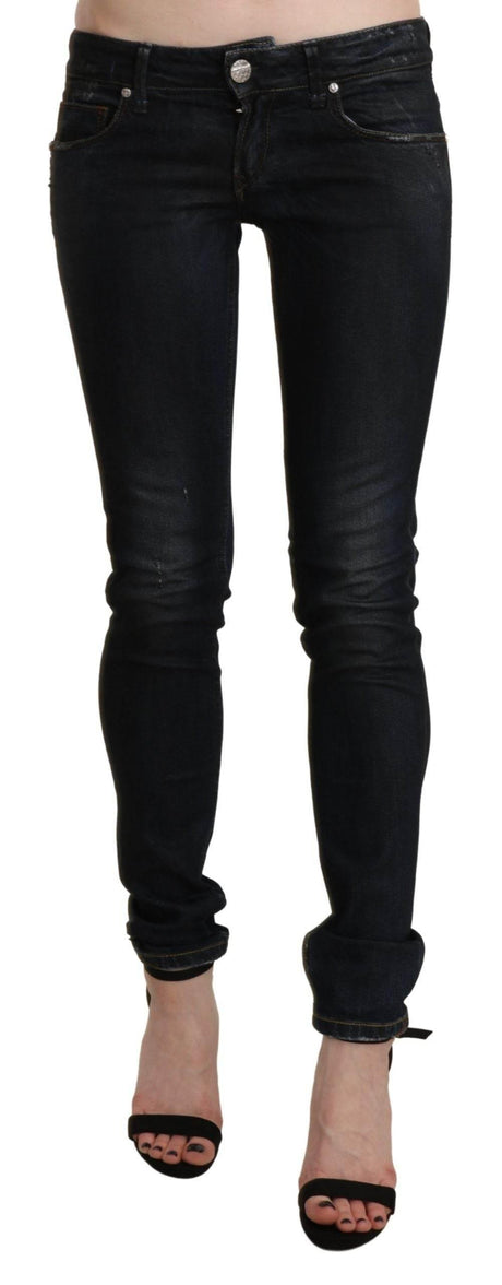 Acht Black Washed Low Waist Skinny Denim Jeans - Hilstor