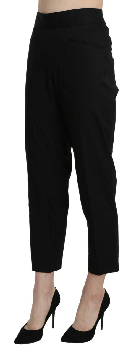 BENCIVENGA Black High Waist Straight Cropped Dress Pants - Hilstor