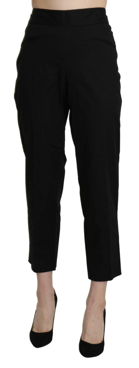 BENCIVENGA Black High Waist Straight Cropped Dress Pants - Hilstor
