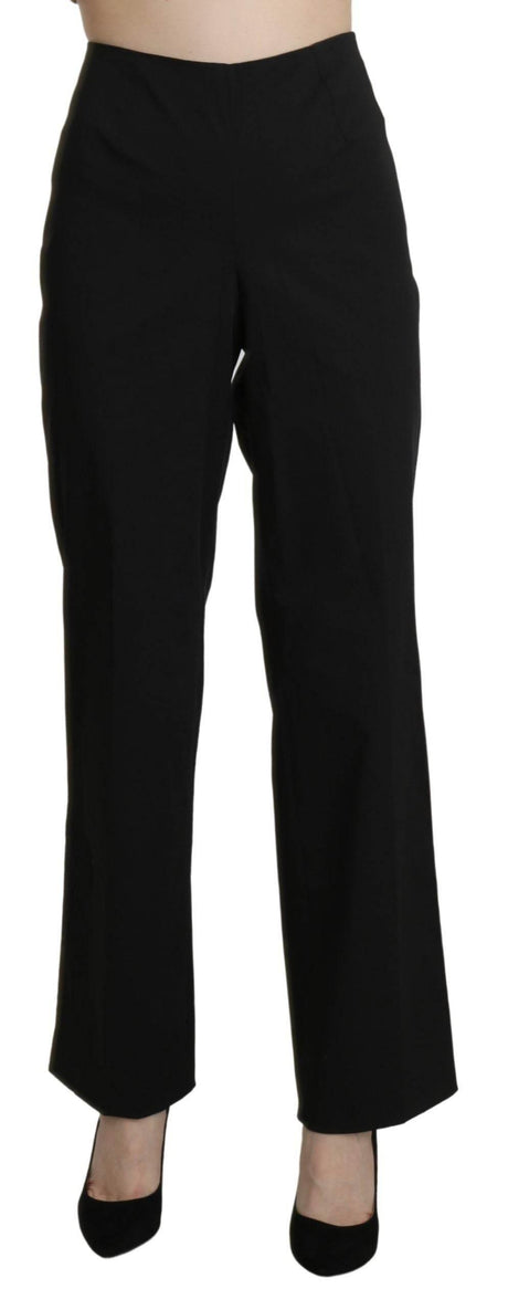 BENCIVENGA Black High Waist Straight Dress Trouser Pants - Hilstor