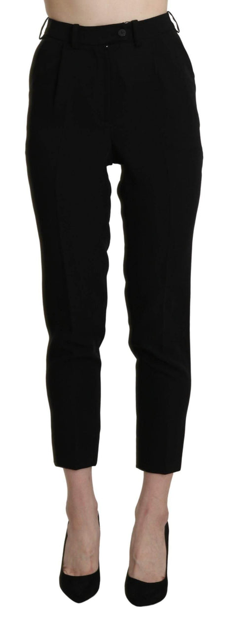 BENCIVENGA Black High Waist Skinny Cropped Dress Trouser Pant - Hilstor