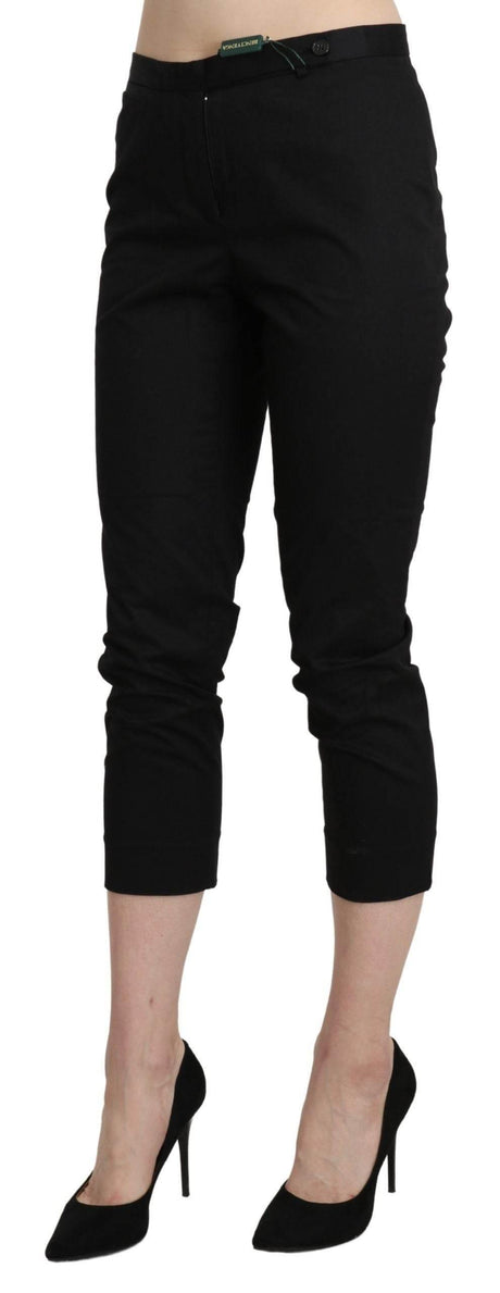 BENCIVENGA Black High Waist Skinny Cropped Dress Trouser Pants - Hilstor