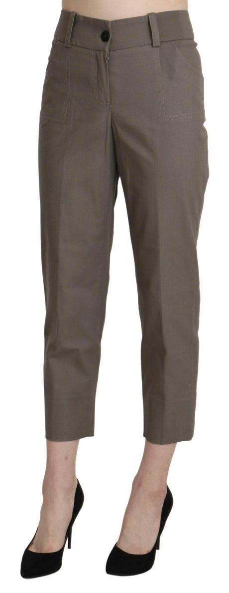 BENCIVENGA Gray High Waist Cropped Dress Trouser Pants - Hilstor