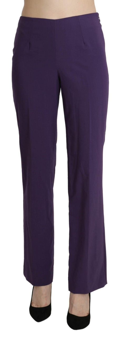 BENCIVENGA Purple High Waist Straight Dress Trouser Pants - Hilstor