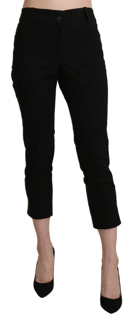 BENCIVENGA Black High Waist Skinny Cropped Dress Trouser Pants - Hilstor